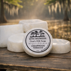 Cedarwood Tobacco 4oz goat’s milk soap by Bayou Backwoods. Handmade, moisturizing, small-batch, rustic luxury skincare. Shop local small business Slidell, Pearl River, Mandeville, Covington.