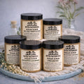 Luxury handcrafted all natural sugar scrub 4or 8oz by Bayou Backwoods, in 6 scents group product photo.  Shop small business, small batch, Slidell, Pearl River, Mandeville, Covington.