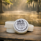 Sea Moss & Sage 4oz goat’s milk soap by Bayou Backwoods. Handmade, moisturizing, small-batch, rustic luxury skincare. Shop local small business Slidell, Pearl River, Mandeville, Covington.