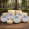 Soap collection 2oz luffa and goat’s milk soap by Bayou Backwoods. Handmade, exfoliating, moisturizing, small-batch, rustic luxury skincare. Shop local small business Slidell, Pearl River, Mandeville 